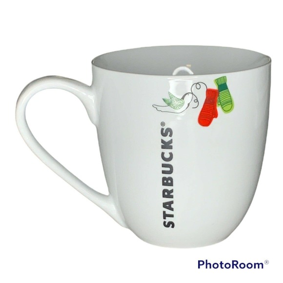 Starbucks 2011 Christmas Winter Holiday 13oz Coffee Mug Cup with Mittens Birds - Picture 2 of 6